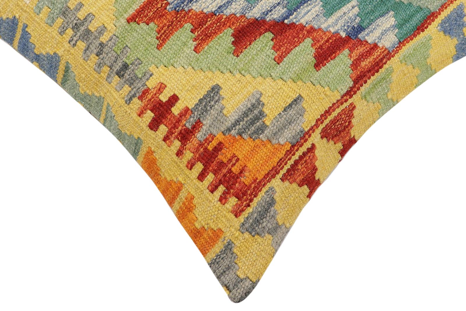 handmade Traditional Pillow Rust Blue Hand-Woven SQUARE 100% WOOL Hand woven turkish pillow2' x 2'