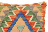 handmade Traditional Pillow Rust Blue Hand-Woven SQUARE 100% WOOL  Hand woven turkish pillow  2 x 2