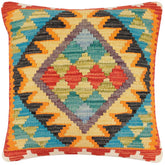 handmade Traditional Pillow Rust Blue Hand-Woven SQUARE 100% WOOL Hand woven turkish pillow2' x 2'
