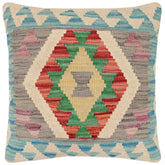 handmade Traditional Pillow Blue Red Hand-Woven SQUARE 100% WOOL Hand woven turkish pillow2 x 2