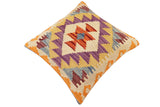 handmade Traditional Pillow Rust Blue Hand-Woven SQUARE 100% WOOL  Hand woven turkish pillow  2 x 2