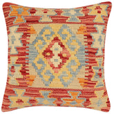 handmade Traditional Pillow Rust Blue Hand-Woven SQUARE 100% WOOL Hand woven turkish pillow2 x 2