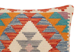 handmade Traditional Pillow Rust Blue Hand-Woven SQUARE 100% WOOL  Hand woven turkish pillow  2 x 2