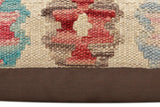 handmade Traditional Pillow Red Blue Hand-Woven SQUARE 100% WOOL  Hand woven turkish pillow  2 x 2