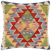 handmade Traditional Pillow Rust Blue Hand-Woven SQUARE 100% WOOL Hand woven turkish pillow 2 x 2