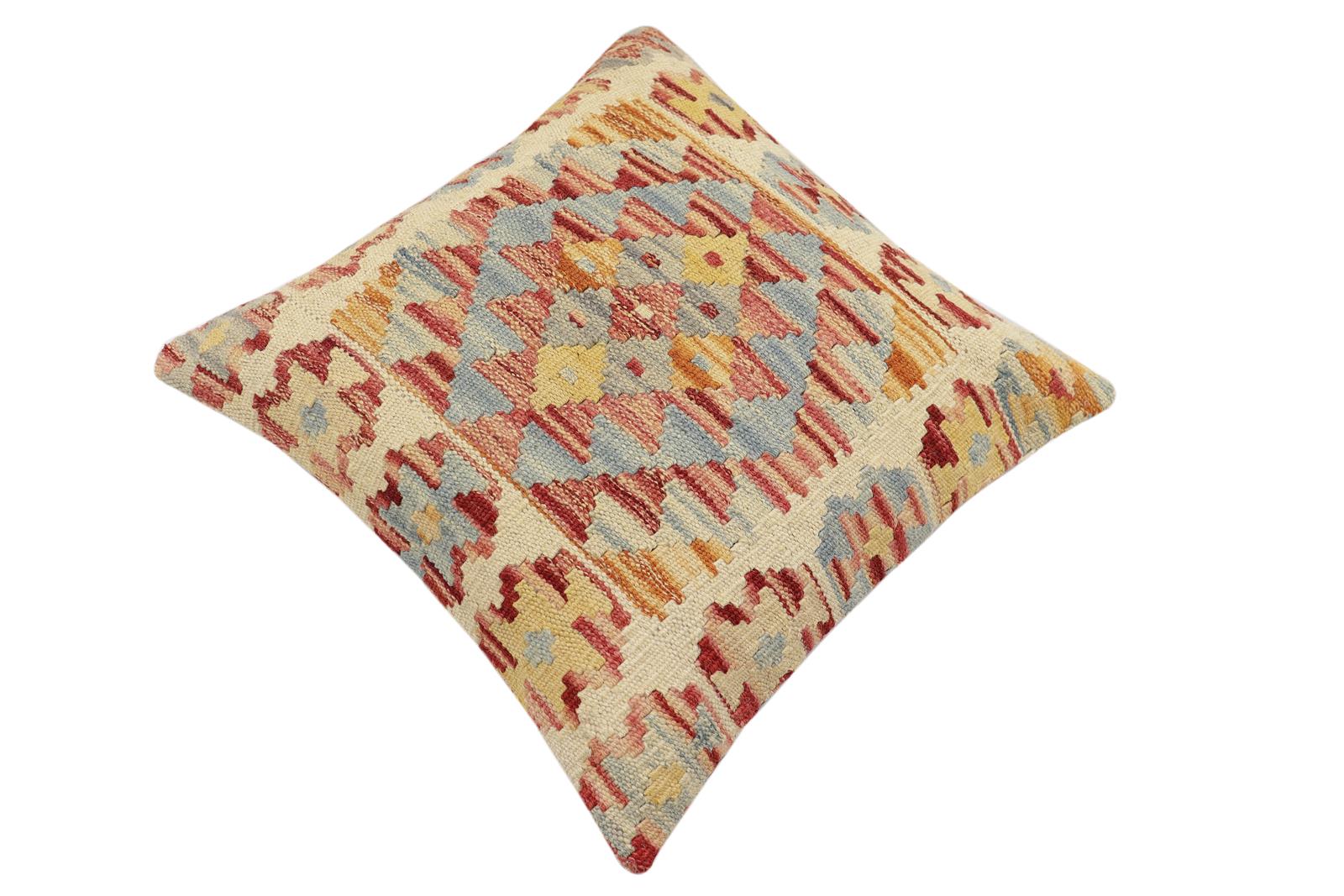 handmade Traditional Pillow Rust Red Hand-made SQUARE 100% WOOL Hand woven turkish pillow2' x 2'