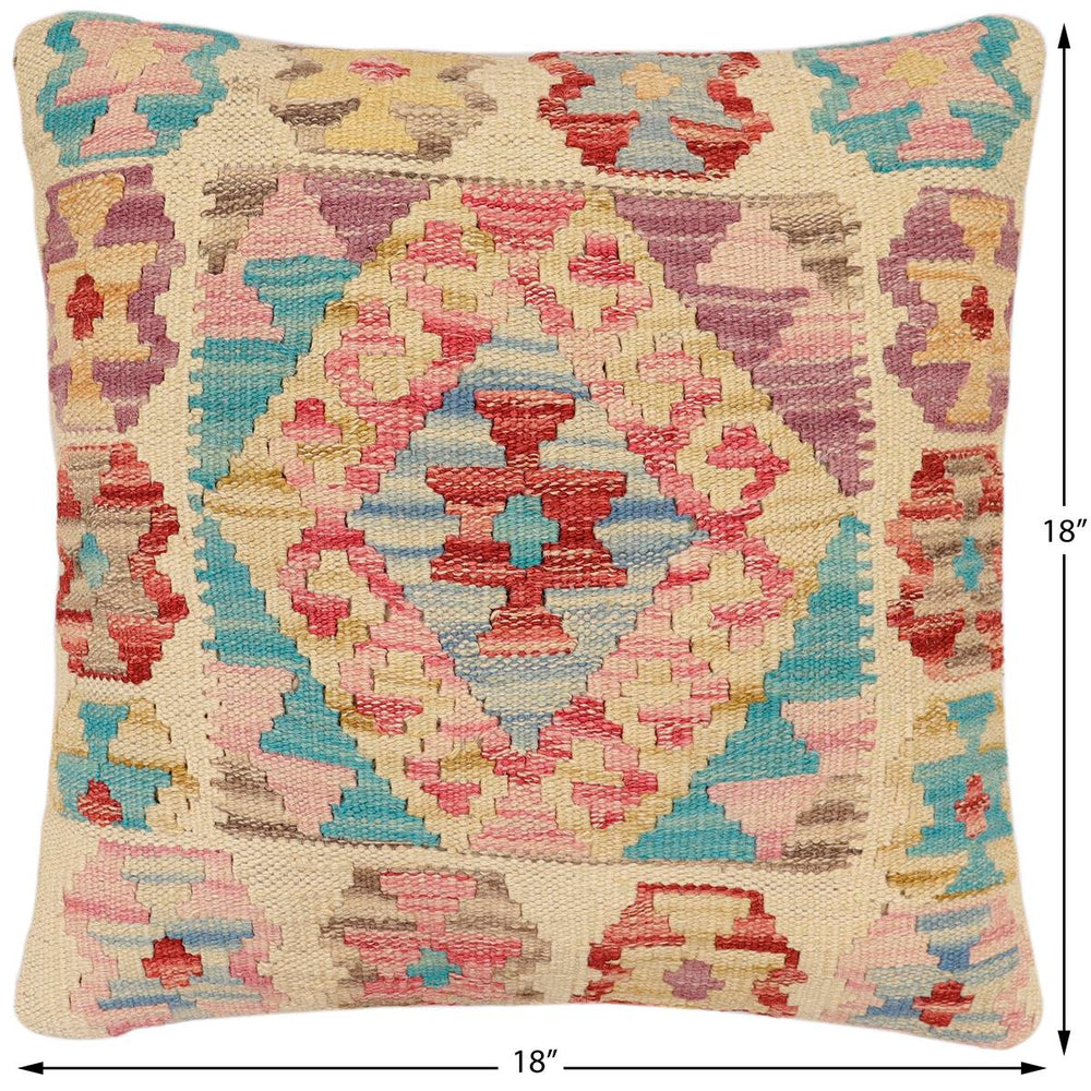 handmade Traditional Pillow Red Blue Hand-made SQUARE 100% WOOL Hand woven turkish pillow2' x 2'