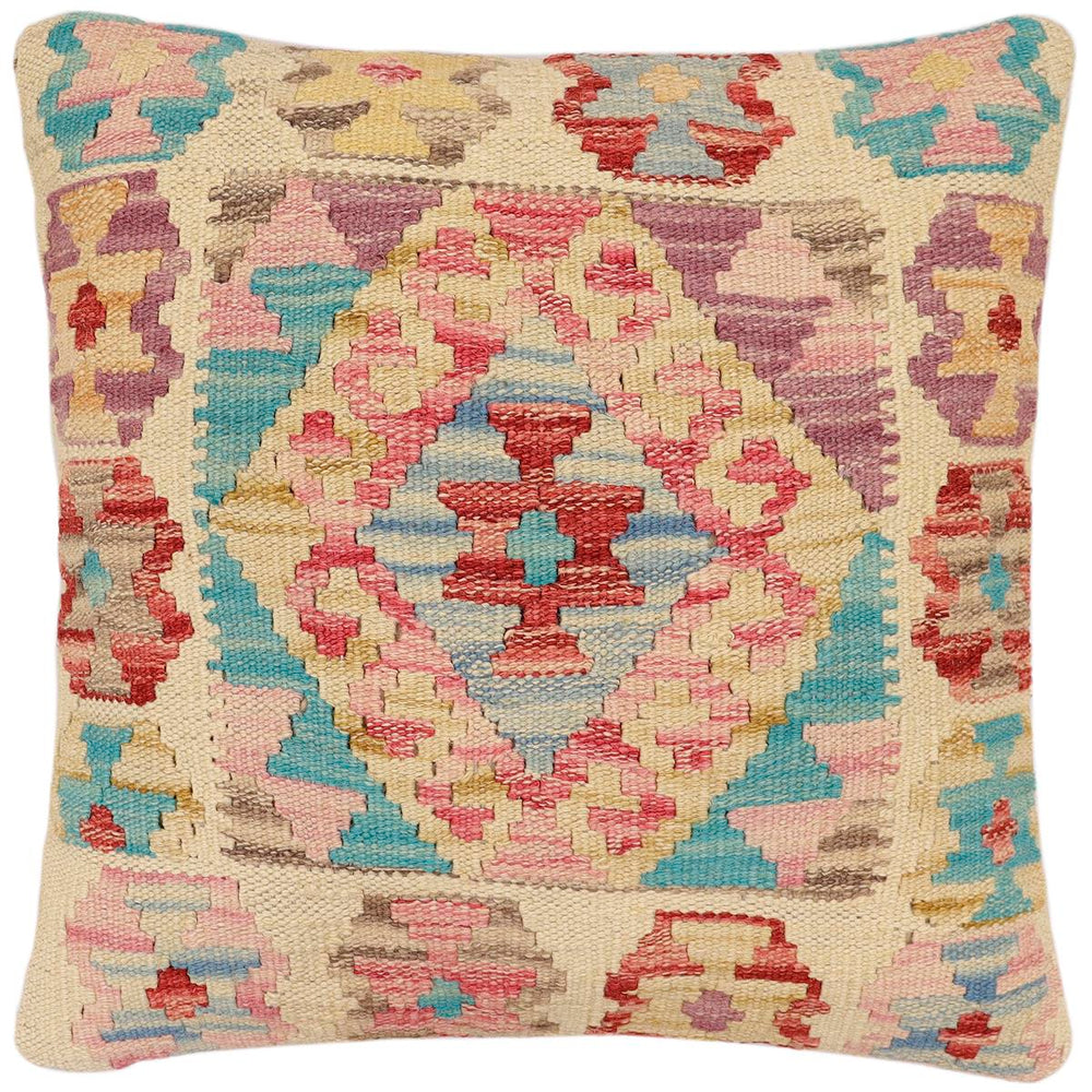 handmade Traditional Pillow Red Blue Hand-made SQUARE 100% WOOL Hand woven turkish pillow2' x 2'