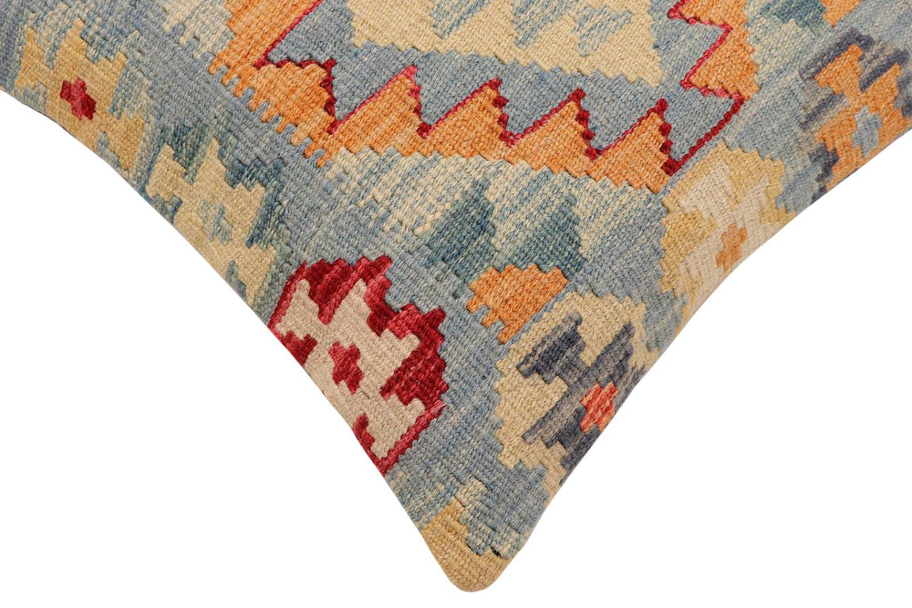 handmade Traditional Pillow Blue Rust Hand-made SQUARE 100% WOOL Hand woven turkish pillow2' x 2'