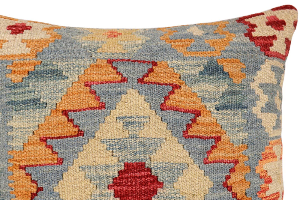 handmade Traditional Pillow Blue Rust Hand-made SQUARE 100% WOOL Hand woven turkish pillow2' x 2'