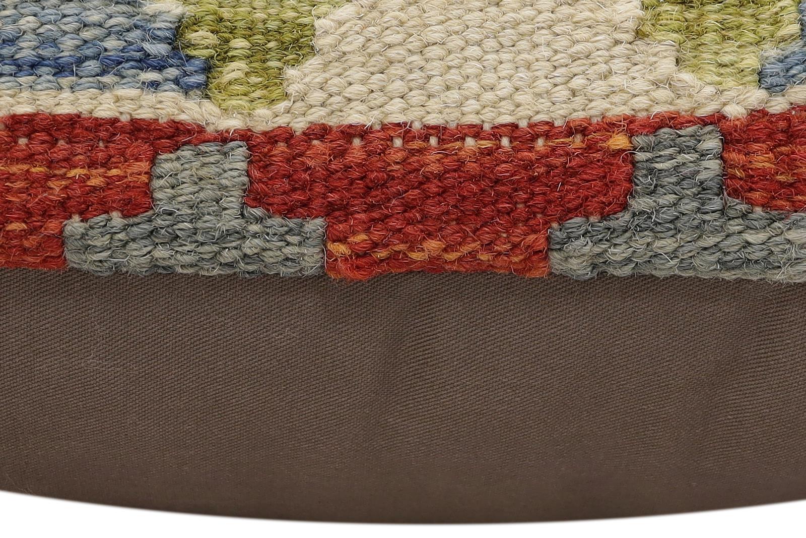 handmade Traditional Pillow Rust Blue Hand-made SQUARE 100% WOOL  Hand woven turkish pillow  3 x 5