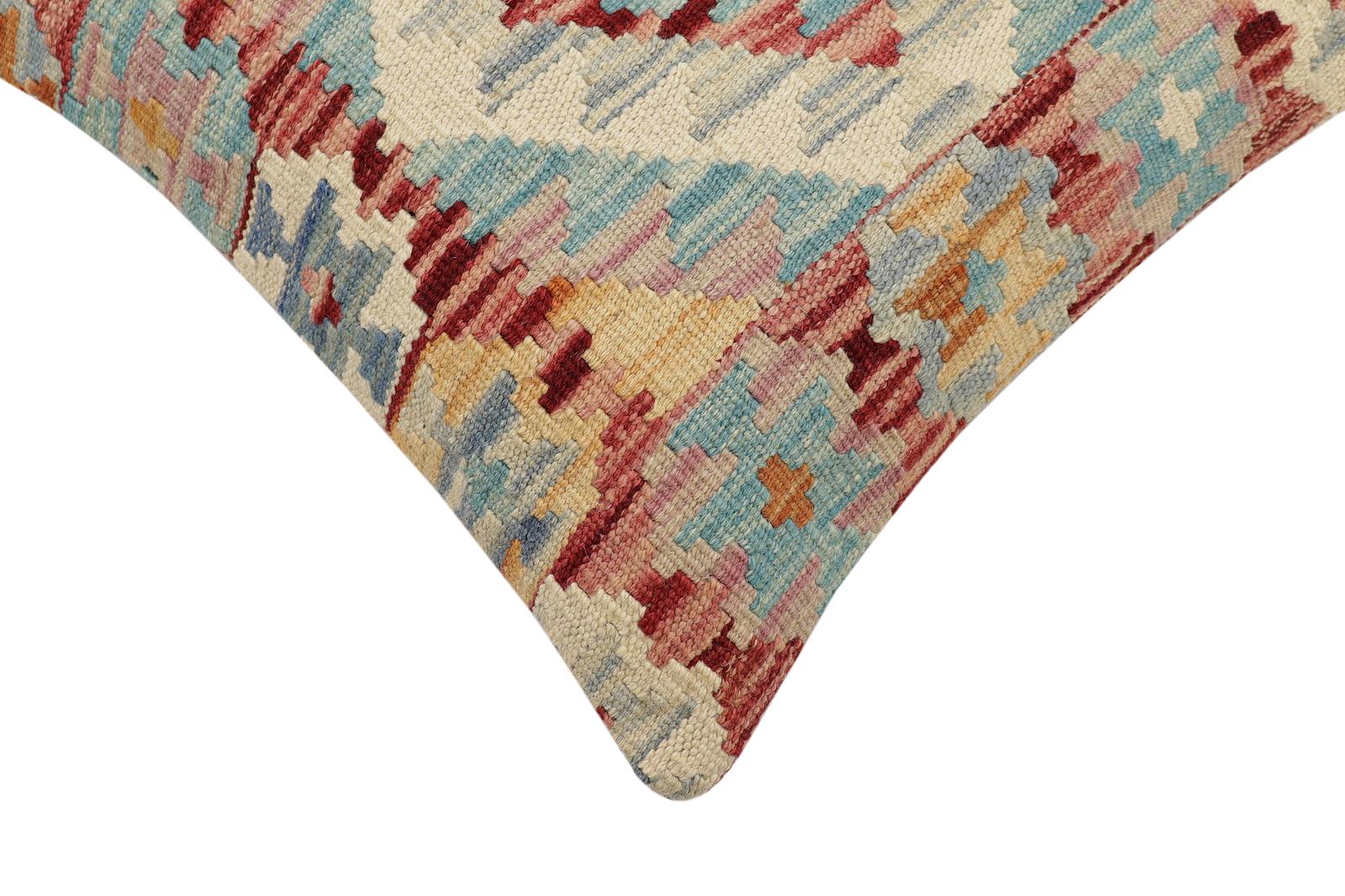 handmade Traditional Pillow Red Blue Hand-made SQUARE 100% WOOL  Hand woven turkish pillow  2 x 2
