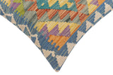 handmade Traditional Pillow Blue Beige Hand-made SQUARE 100% WOOL Hand woven turkish pillow2' x 2'