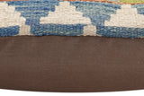 handmade Traditional Pillow Blue Beige Hand-made SQUARE 100% WOOL Hand woven turkish pillow2' x 2'