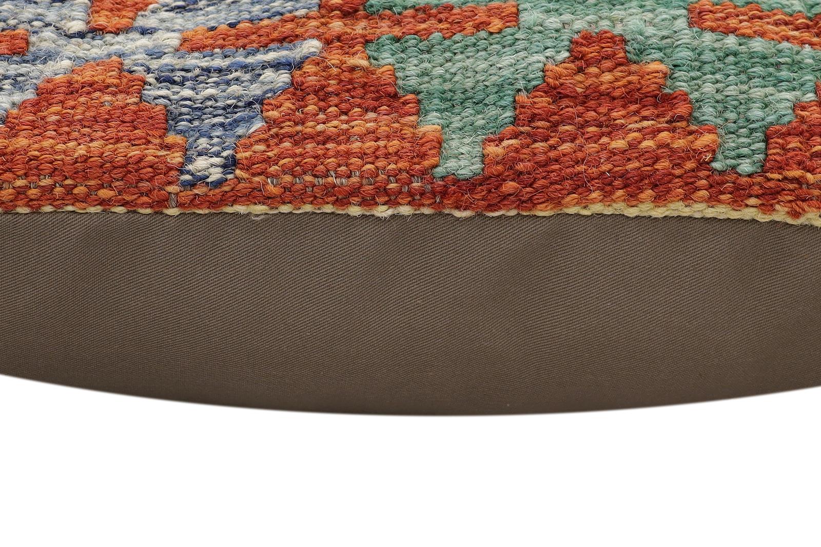 handmade Traditional Pillow Rust Blue Hand-made SQUARE 100% WOOL Hand woven turkish pillow2' x 2'