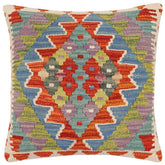handmade Traditional Pillow Rust Blue Hand-made SQUARE 100% WOOL Hand woven turkish pillow2 x 2