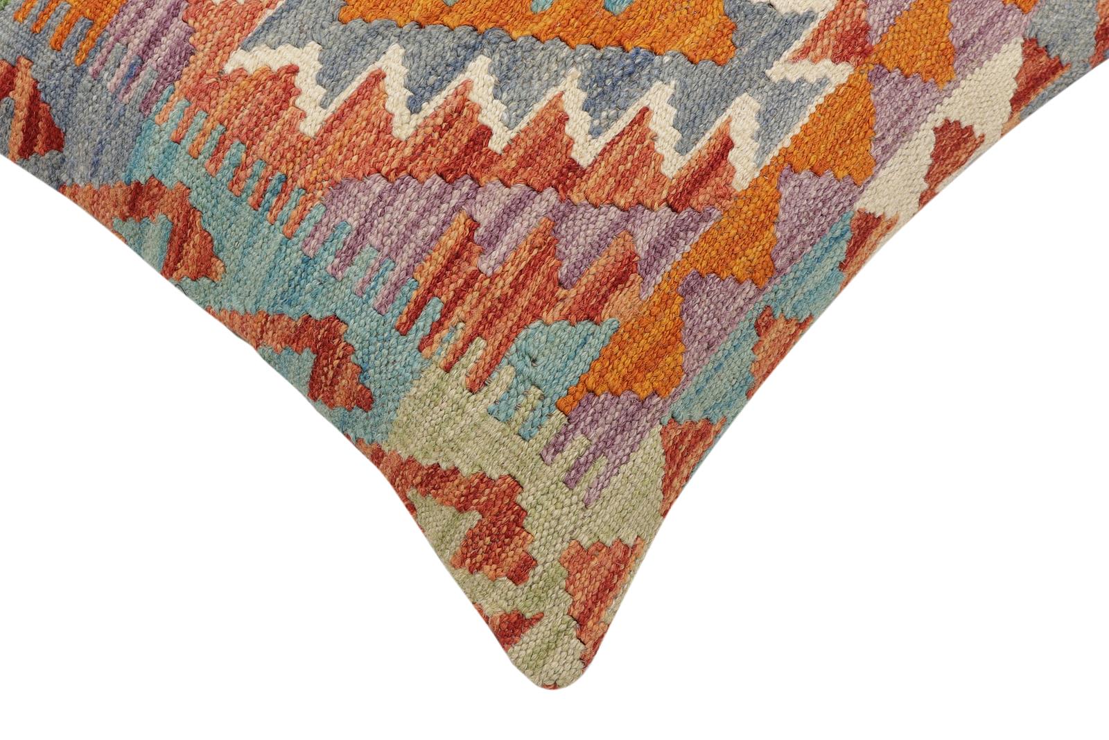 handmade Traditional Pillow Rust Blue Hand-made SQUARE 100% WOOL Hand woven turkish pillow2' x 2'