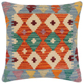 handmade Traditional Pillow Rust Blue Hand-made SQUARE 100% WOOL Hand woven turkish pillow2 x 2