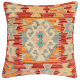 handmade Traditional Pillow Rust Blue Hand-made SQUARE 100% WOOL Hand woven turkish pillow2 x 2