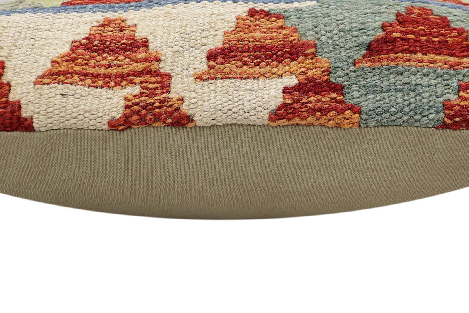 handmade Traditional Pillow Rust Blue Hand-made SQUARE 100% WOOL Hand woven turkish pillow2' x 2'