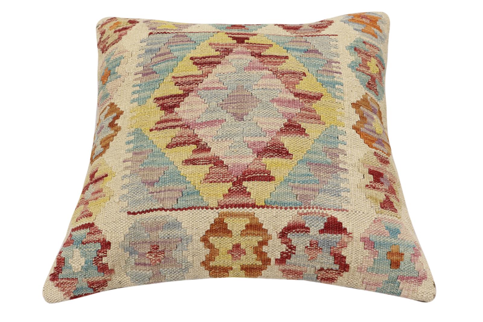 handmade Traditional Pillow Red Rust Hand-Woven SQUARE 100% WOOL Hand woven turkish pillow2' x 2'