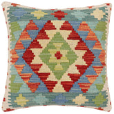 handmade Traditional Pillow Rust Blue Hand-Woven SQUARE 100% WOOL Hand woven turkish pillow2 x 2