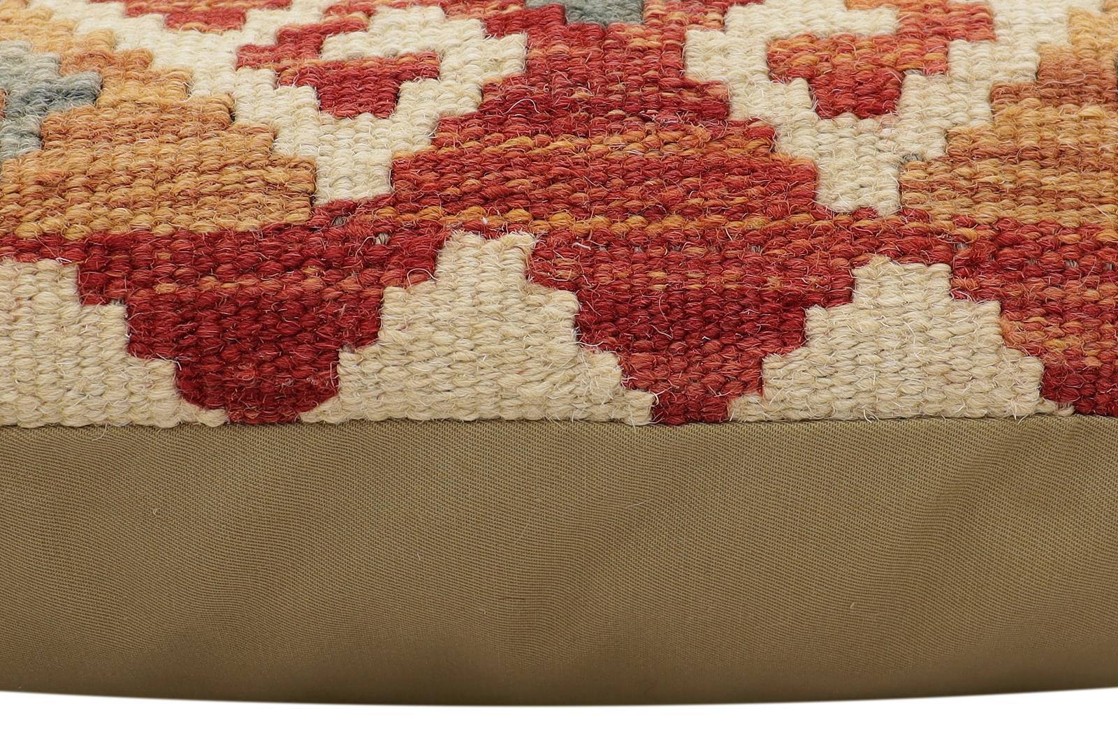 handmade Traditional Pillow Rust Blue Hand-Woven SQUARE 100% WOOL Hand woven turkish pillow2' x 2'