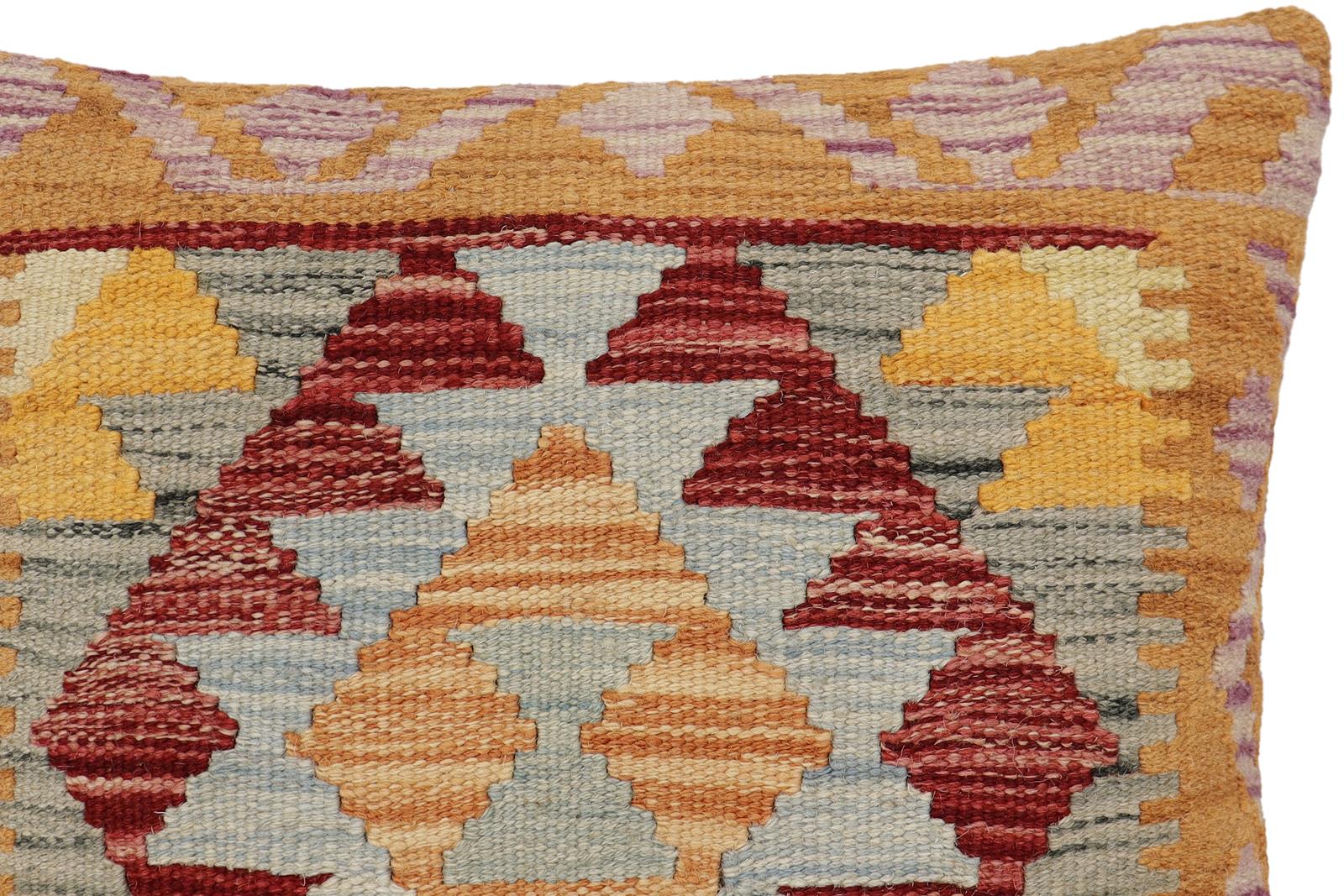 handmade Traditional Pillow Red Blue Hand-Woven SQUARE 100% WOOL Hand woven turkish pillow2' x 2'