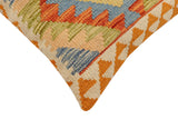 handmade Traditional Pillow Rust Blue Hand-Woven SQUARE 100% WOOL Hand woven turkish pillow2' x 2'