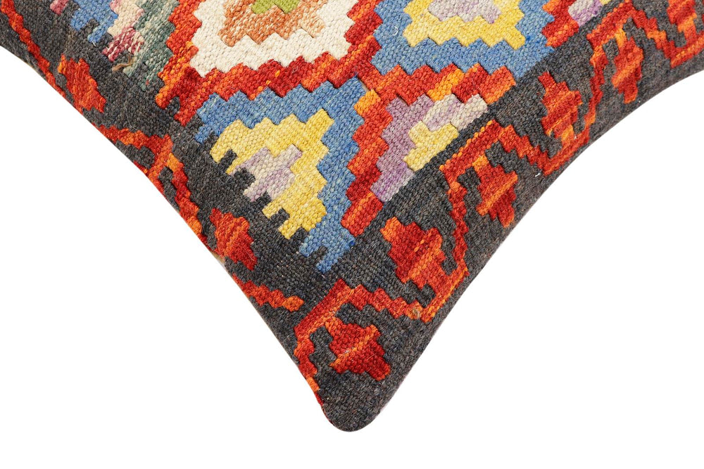 handmade Traditional Pillow Rust Charcoal Hand-Woven SQUARE 100% WOOL Hand woven turkish pillow2' x 2'