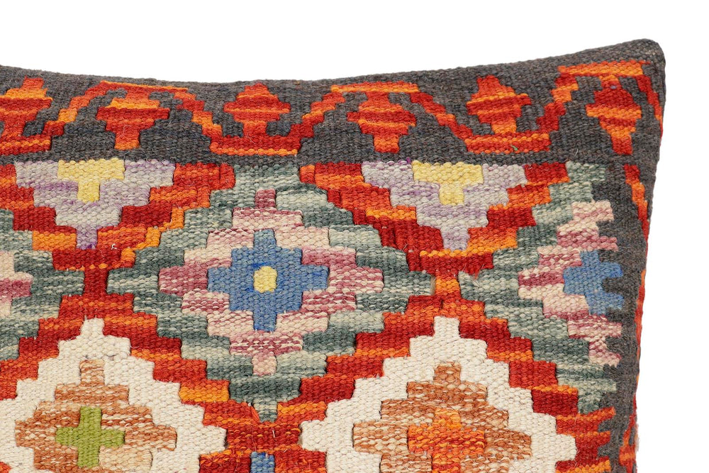 handmade Traditional Pillow Rust Charcoal Hand-Woven SQUARE 100% WOOL Hand woven turkish pillow2' x 2'