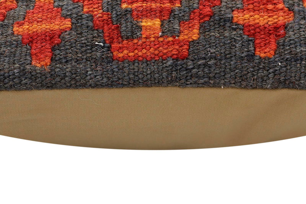 handmade Traditional Pillow Rust Charcoal Hand-Woven SQUARE 100% WOOL Hand woven turkish pillow2' x 2'