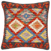 handmade Traditional Pillow Rust Charcoal Hand-Woven SQUARE 100% WOOL Hand woven turkish pillow2 x 2