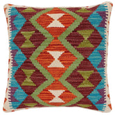 handmade Traditional Pillow Rust Blue Hand-Woven SQUARE 100% WOOL Hand woven turkish pillow 2 x 2