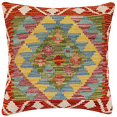 handmade Traditional Pillow Rust Blue Hand-Woven SQUARE 100% WOOL Hand woven turkish pillow2 x 2