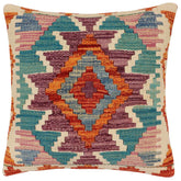 handmade Traditional Pillow Rust Blue Hand-Woven SQUARE 100% WOOL Hand woven turkish pillow2 x 2