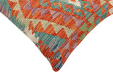 handmade Traditional Pillow Rust Blue Hand-Woven SQUARE 100% WOOL  Hand woven turkish pillow  2 x 2