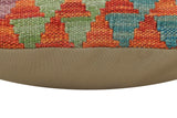 handmade Traditional Pillow Rust Blue Hand-Woven SQUARE 100% WOOL  Hand woven turkish pillow  2 x 2