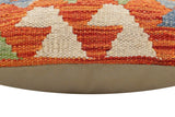 handmade Traditional Pillow Rust Blue Hand-Woven SQUARE 100% WOOL Hand woven turkish pillow2' x 2'