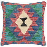 handmade Traditional Pillow Burgundy Blue Hand-Woven SQUARE 100% WOOL Hand woven turkish pillow2 x 2