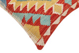 handmade Traditional Pillow Rust Blue Hand-Woven SQUARE 100% WOOL Hand woven turkish pillow2' x 2'