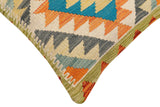 handmade Traditional Pillow Rust Blue Hand-Woven SQUARE 100% WOOL Hand woven turkish pillow2' x 2'