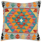 handmade Traditional Pillow Blue Rust Hand-Woven SQUARE 100% WOOL Hand woven turkish pillow2 x 2