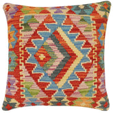 handmade Traditional Pillow Rust Blue Hand-Woven SQUARE 100% WOOL Hand woven turkish pillow2' x 2'