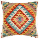 handmade Traditional Pillow Rust Blue Hand-Woven SQUARE 100% WOOL Hand woven turkish pillow2' x 2'