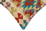 handmade Traditional Pillow Rust Blue Hand-Woven SQUARE 100% WOOL Hand woven turkish pillow2' x 2'