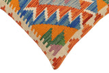 handmade Traditional Pillow Rust Blue Hand-Woven SQUARE 100% WOOL Hand woven turkish pillow2' x 2'