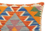 handmade Traditional Pillow Rust Blue Hand-Woven SQUARE 100% WOOL Hand woven turkish pillow2' x 2'