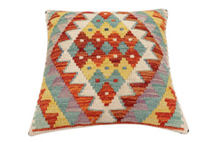 handmade Traditional Pillow Rust Blue Hand-Woven SQUARE 100% WOOL Hand woven turkish pillow2' x 2'