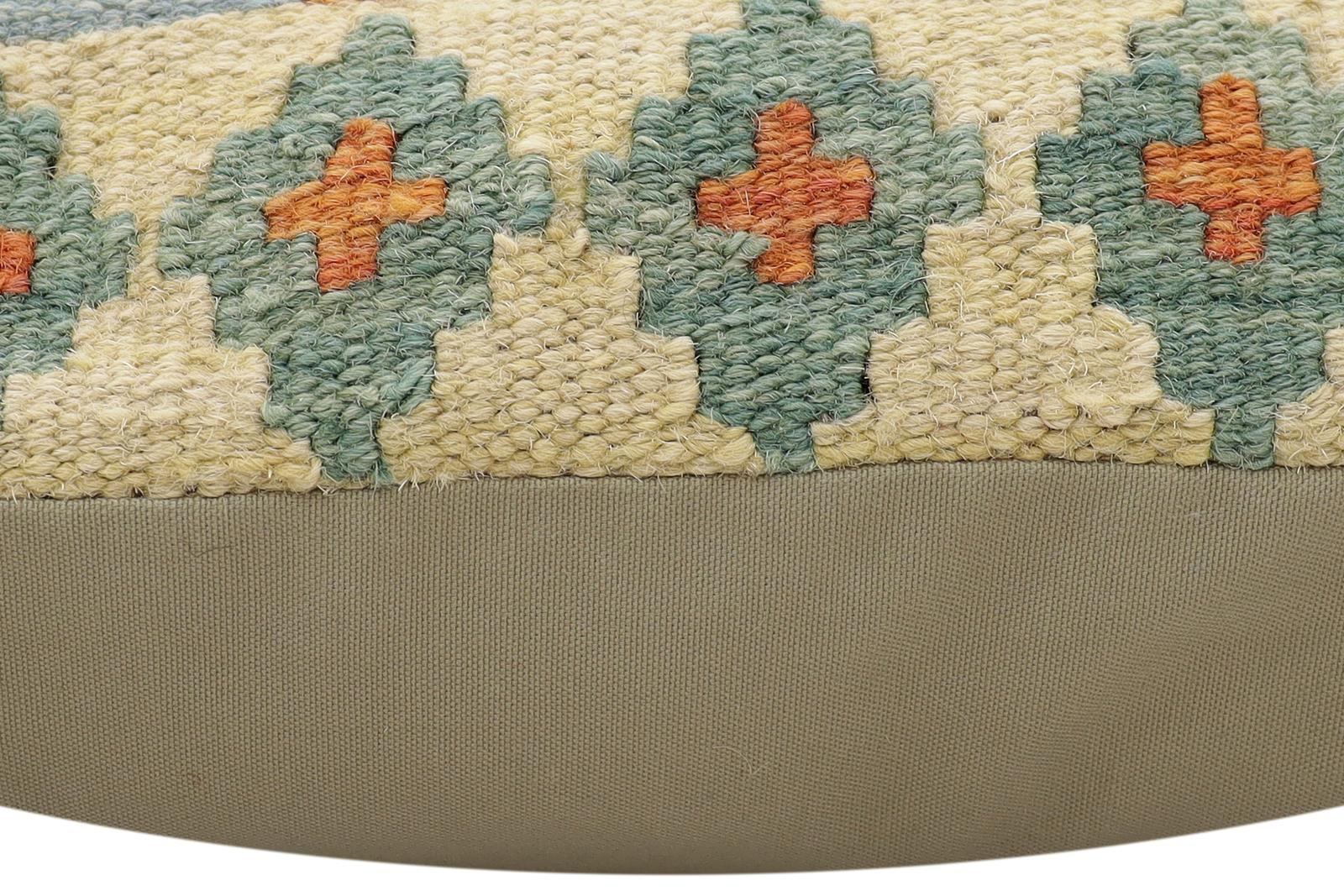 handmade Traditional Pillow Rust Blue Hand-Woven SQUARE 100% WOOL Hand woven turkish pillow2' x 2'